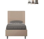Cama doble nandy en polipiel gris tórtola con contenedor elevado doble