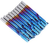 10 piezas de fresa de carburo cementado con espiral de una sola flauta y revestimiento nano azul de 3,175 mm