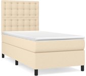 Somier de láminas con colchón crema 90x200 cm tejido