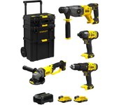 Stanley fatmax kit svk400 (sfmch900 + sfmcg400 + sfmcd711 + sfmcf800 + 2 x 2,0 ah + cargador + carro 3en1)