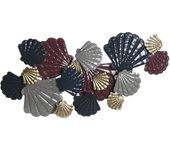 Decoración de pared dkd home decor metal multicolor conchas (119 x 9 x 60 cm)