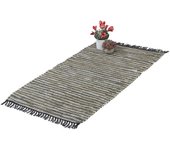 Relaxdays alfombra de pasillo con flecos, 70 x 140 cm, algodón y cuero, antideslizante, retazos, verde