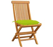 Sillas de jardín 4 uds con cojines verde brillante madera teca