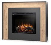 Zuni - chimenea eléctrica independiente con calefacción por suelo radiante led - 28' - 130.2 x 110 x 27.5 - negro / roble claro