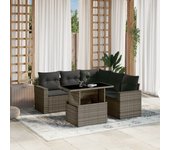 Conjunto de muebles de jardín vidaxl de 6 piezas con cojines grises de mimbre