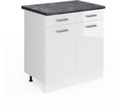 Vicco mueble bajo de cocina r-line, blanco alto brillo, 80 cm , et antracita