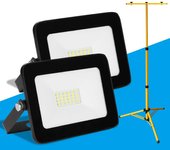 Foco de construcción led 2x 20w con trípode ajustable proyector para exteriores proyector led blanco cálido