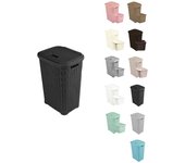 Pongotodo diseño rattan para colada - cesto para la ropa sucia | 60 litros (negro)
