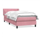 Somier de láminas con colchón rosa de terciopelo 90x220 cm