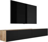 Mueble tv suspendido, (2 x 100) x 34 x 32 cm, roble wotan / negro mate