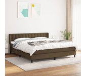 Cama con somier y colchón marrón oscuro 180x200 cm