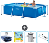 Paquete de piscina - intex - rectángulo - 260x160x65 cm + accesorios cb12