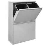 Arregui basic cr602-b cubo de basura y reciclaje de acero de 4 cubos, mueble de reciclaje, 4 x 17 l (68 l), gris claro