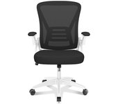 Rattantree silla de oficina ergonómica - con ruedas - soporte lumbar respaldo regulable - altura regulable - blanco y negro