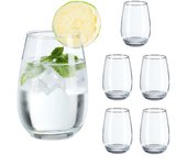 Relaxdays vasos de cristal agua, juego de 6, aptos para lavavajillas, para zumo o cocteles, 400 ml, vidrio, transparente