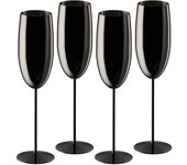 Relaxdays copas cava acero inoxidable, set 4, irrompibles, efecto frío prolongado, 250 ml vasos champán, color a elegir