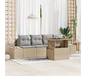 Conjunto de sofá de jardín vidaxl 5 piezas beige ratán comedor de jardín