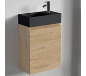 Mueble de baño suspendido con lavabo negro 40 cm roble claro - lomazoo malibu