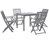 Juego de comedor de jardín 5 piezas，conjunto de comedor de exterior，conjunto de jardín madera maciza de acacia gris cfw630706