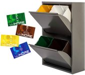 Wellhome cubo de basura y reciclaje metálico de 4 compartimentos de 17l cada uno - 68l gris con imanes