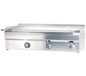 Cleiton® barbacoa industrial a gas con piedra volcánica 100 cm sobremesa con gran potencia calórica 34500 w con rejilla elevable en 3 alturas | butano