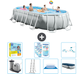 Paquete de piscina - intex - oval - 503x274x122 cm + accesorios cb52