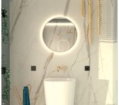 Round line led espejo redondo con marco dorado, 60 cm, interruptor y almohadilla antivaho