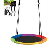 Costway columpio nido niños columpio redondo diámetro 100cm altura ajustable carga hasta 150 kg (colorido)