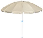 Pincho sombrilla playa grande 200cm, antiviento hasta 35km/h, protección uv50+, inclinable, 16 varillas fibra vidrio, tubo aluminio 28/32mm