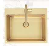 Swiss aqua technologies aurum fregadero empotrable de acero inoxidable 304, 55x45x21 cm, con rebosadero, pvd oro (satsink5545bg)
