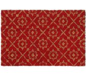 Relaxdays felpudo de coco, diseño floral, resistente intemperie, 40x60 cm, felpilla de interior y exterior, rojo/natural