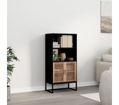 Aparador alto | aparador de comedor | armario de cocina madera contrachapada negro 60x35x125 cm cfw77100