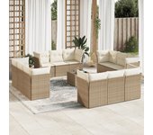 Conjunto de muebles de jardín de ratán beige de 13 piezas con cojines vidaxl