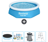 Paquete de piscina - bestway - alrededor - 244x244x61 cm + accesorios cb4