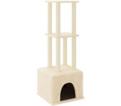 Rascador para gatos con postes de sisal color crema 133,5 cm