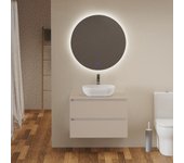 Conjunto de baño sail | mueble de baño suspendido | 90 cm visón | dos cajones | lavabo ovalado blanco mate | mueble montado | plusbaño