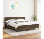 Cama con somier y colchón marrón oscuro 180x200 cm