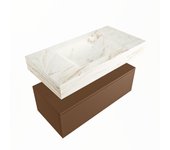 Mondiaz alan-dlux 90cm mueble de baño rust 1 cajón. con lavabo cloud centro sin orificios color frappe