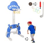 Canasta de baloncesto infantil 4 en 1 poste de baloncesto ajustable en altura con aro de tiro de portería de fútbol y golf