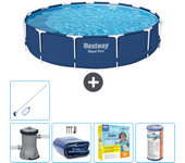 Paquete de piscina - bestway - alrededor - 396x396x84 cm + accesorios cb20
