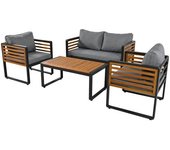 Conjunto de muebles de jardín con marco de hierro galvanizado, 4 piezas