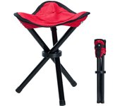 Taburete trípode plegable portátil de lona con 3 patas para senderismo, camping, pesca, picnic, playa, barbacoa, viajes, mochilero, jardín (rojo)