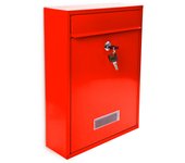 Relaxdays buzón exterior, casillero metal, buzón para correspondencia, sobres de cartas, 26,5x35x8,5 cm, rojo