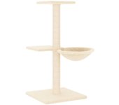 Rascador para gatos con postes de sisal color crema 72 cm