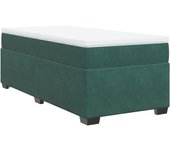 Cama con somier tapizado y colchón de terciopelo verde oscuro 90x190 cm