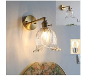 Aplique de pared estilo granja e27, luz de pared ajustable a 180 grados para mesita de noche, para dormitorio y sala de estar (bombilla incluida)