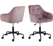 Silla de oficina norsica 475, rosa dusty, 89x59x59cm, con reposabrazos, con ruedas, mecanismo de la silla: economic