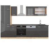Vicco mueble de cocina r-line, antracita brillo intenso/roble dorado eléctrico, 300 cm , et antracita