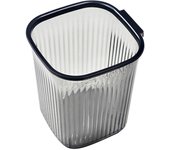 Cubo de basura de plástico transparente de gran capacidad con rayas, resistente para dormitorio, sala de estar y baño (negro transparen