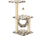 Rascador para gatos con poste de sisal 65 cm huellas beige